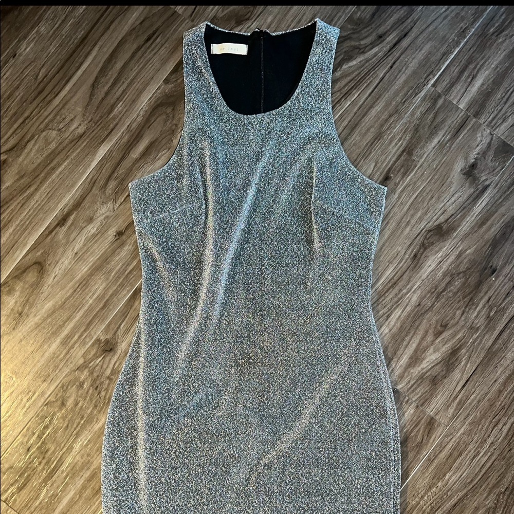 Silver glitter mini dress